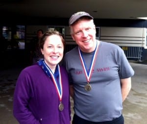 KCAW's Anne Brice and Robert Woolsey following the tri.