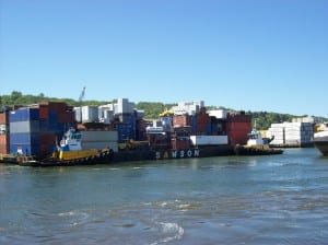 A Samson barge departs Seattle for Alaska on May 6th. Image Copyright © Samson Tug and Barge, used with permission.