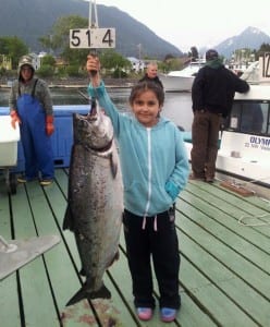 After three days, 8-year-old Gemma Diehl led the Sitka Salmon Derby (photo courtesy of the Sitka Salmon Derby).