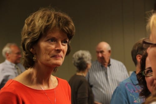 Republican U.S. Senator Lisa Murkowski spoke with Sitkans on August 7, 2014. (KCAW photo/Rachel Waldholz)