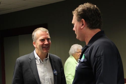 Former Alaska Attorney General Dan Sullivan spoke at the Sitka Chamber of Commerce on a campaign swing through town on September 5, 2014. (KCAW photo/Rachel Waldholz)