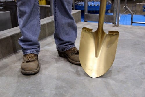 The golden shovel was used to break ground on the project in December 2012 (Emily Kwong/KCAW photo)