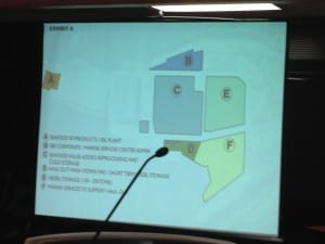 A slide from Silver Bay's presentation to the GPIP Board. The proposed purchases would put much of the 11-acre waterfront in the processor's hands. (KCAW photo)