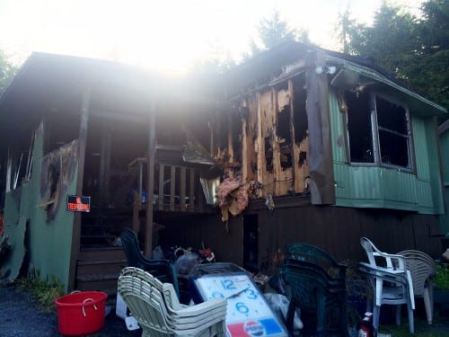 The home at 2026-D Halibut Point Road was completely destroyed in Saturday's fire. (Rebecca LaGuire/KCAW)