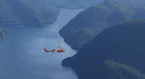 A Coast Guard helicopter searches for a missing man last seen on the Mt. Verstovia Trail Wednesday (9-21-16) (Photo by Eugene Solovyov)