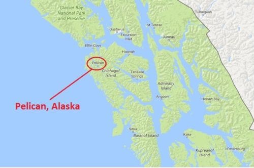 The Lisianski Inlet town is 70 miles northwest of Sitka -- as the pelican flies! 