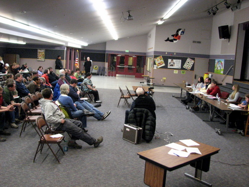 About fifty Sitkans attended the board's final budget hearing Monday night. (KCAW photo/Robert Woolsey)