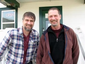 Stuart Reid (l.) with the Food Co-op Initiative, and  local board chair Keith Nyitray.
