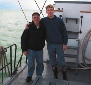 Charles "Chuck" Baker, left, died Tuesday after an ammonia leak aboard his vessel in Sitka the day before. His wife, Reona, credits their grandson Steven, pictured at right, with helping get others away from the ammonia and preventing further injury. (Photo provided)