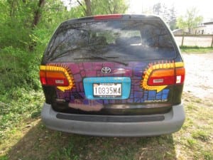 Wren's sister painted the back of her car.
