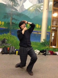 Sitka High School’s Jack Petersen performing his command performance. Scroll down to the bottom of this post to hear audio from the performance. – Photo by Shady Grove Oliver/KSTK