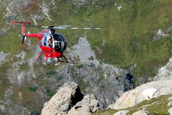 A helicopter flies from Juneau to assist with Baranof mountain goat tagging. (photo courtesy of Phil Mooney)