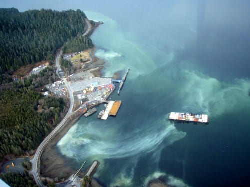 Aerial view of the Starrigavan boat launch, looking south. (ADF&G photo)