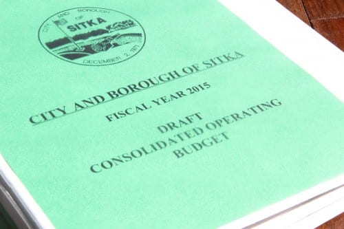 The City and Borough of Sitka's 2015 draft budget. (KCAW photo/Rachel Waldholz)