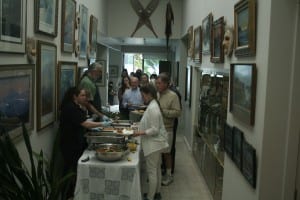 Guests line up for a brunch buffet. (KCAW photo/Greta Mart)