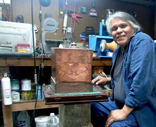 Sitka artist Dave Galanin in his studio. Photo by Greta Mart.