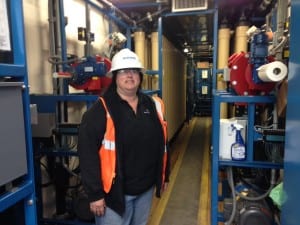 Paula Stapf, with Pall Corporation, has taken her filter trucks all over the world. (KCAW photo/Robert Woolsey)