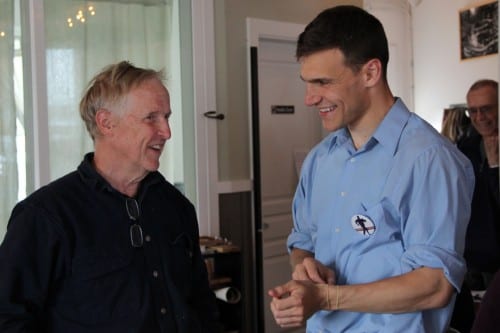 Democrat Forrest Dunbar campaigned in Sitka on August 7, 2014. (KCAW photo/Rachel Waldholz)