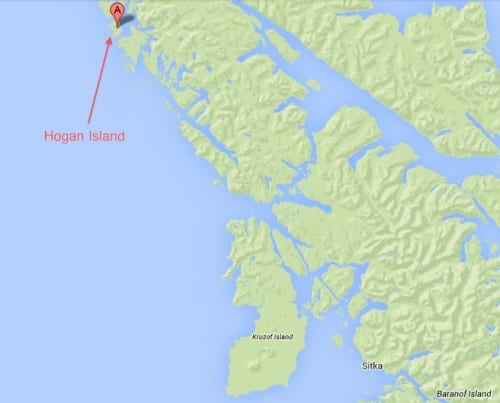 McConnell's skiff ran out of gas and drifted to Hogan Island. (KCAW graphic)