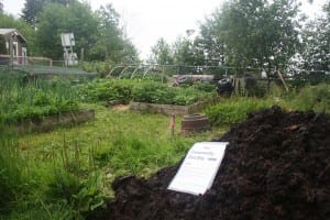 Soil for the taking at Blatchley Community Garden. (KCAW photo/Greta Mart)