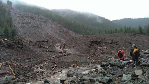 The main area of the slide encompasses an area of roughly 100 acres. (USFS photo)