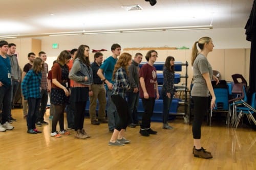 Aubrey Angelillis leads a tap class for jazz enthusiasts. (Emily Kwong/KCAW photo)