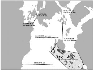 The Alaska Department of Fish & Game opened waters north and west of Middle and Crow Islands during the second 2015 herring opener. (Map courtesy of ADF&G)