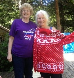 Relay for Life event chair Ellen Ruhle (l.) with 2013 participant Sherie Mayo.