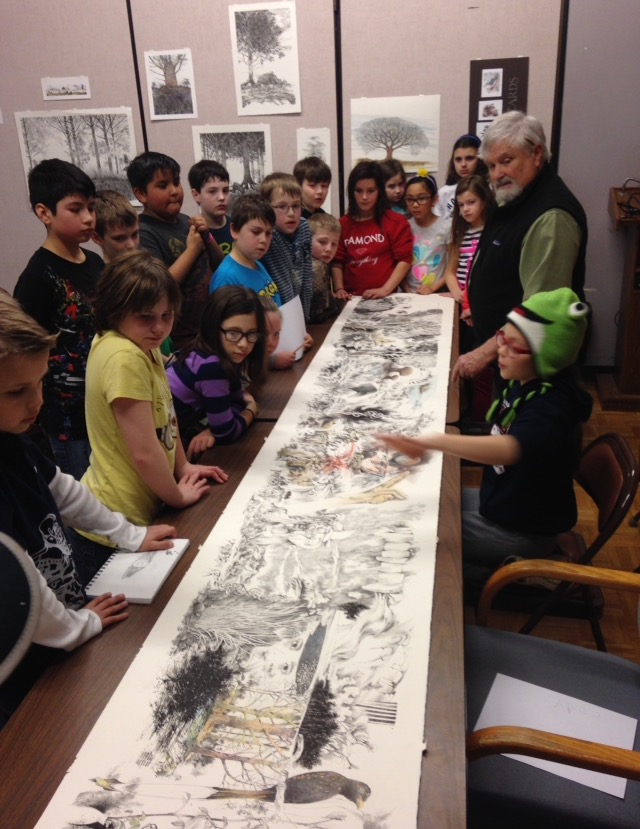 Campbell brings pen and ink art to schools