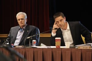 Alaska council members David Long (left) and Simon Kineen were forced to recuse themselves. (Rachel Waldholz, KCAW)
