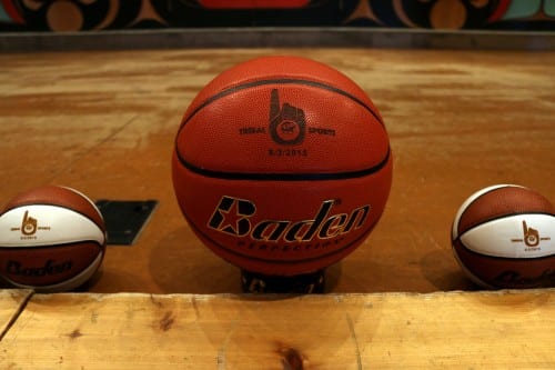 A Baden-made basketball bearing the Tribal Sports logo on display at the Sheet’ka Kwaan Naa Kahidi Community House on 6-3-2015.
