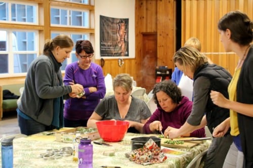 Sitka residents learn how to pickle and ferment fruits and vegetables at Sitka Kitch in mid-July. KCAW photo/Vanessa Walker.