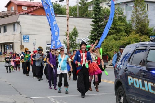 The New Old Time Chautauqua parade, 7/12/15. KCAW photo/ Vanessa Walker
