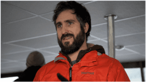 Andy Szabo speaking during a 2015 Whalefest cruise in Sitka. (UAS photo/Owen Kindig)