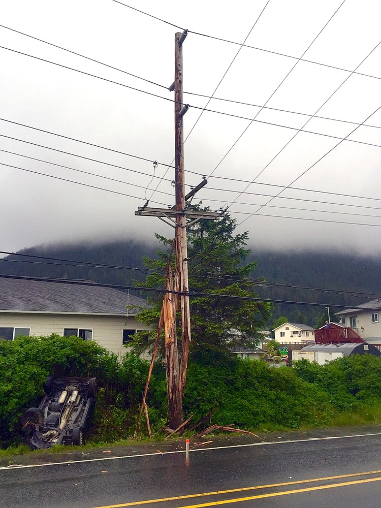 Reckless driver takes out pole, cuts power to Sitka