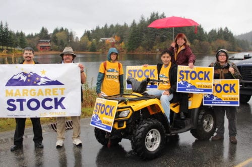 Margaret Stock and her campaign came to Sitka for the 2016 Alaska Day parade. (KCAW Photo/Emily Russell)