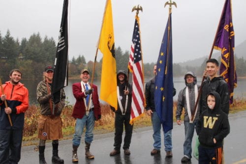 Members of the Elks Lodge at the 2016 Alaska Day parade. (KCAW Photo/Emily Russell)