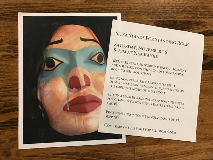 Sitka Stands for Standing Rock event will feature an hour of yoga, an art auction, and letter writing. (KCAW Photo/Emily Russell) 