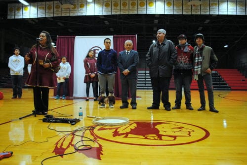 Rachel Moreno with Byron Nicholai, Emil Notti, and the Cody Blackbird Group. (Emily Russell/KCAW)