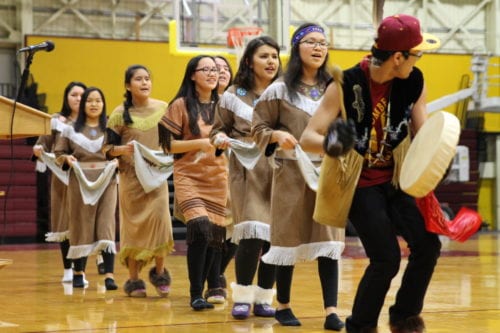 The Athabascan Dancers from Mt. Edgecumbe. (Emily Russell/KCAW)
