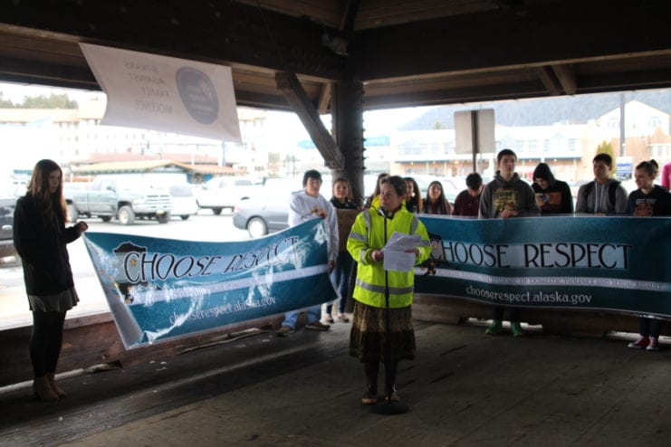 Sitka's 8th annual Choose Respect March. (Emily Russell/KCAW)