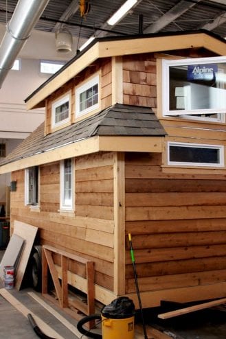 Something common to most tiny homes: Because they're relatively inexpensive and small, most builders take care with small details, like these eves on the Tongass Tiny Home. (KCAW photo/Robert Woolsey)