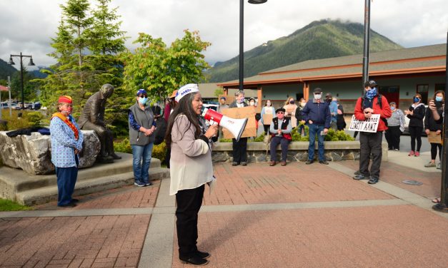 Sitkans gather to demand the relocation of controversial Baranov Statue