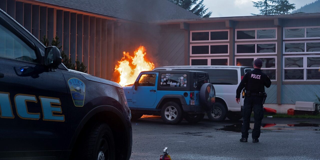 Van catches fire, burns at former Sitka Presbyterian Church