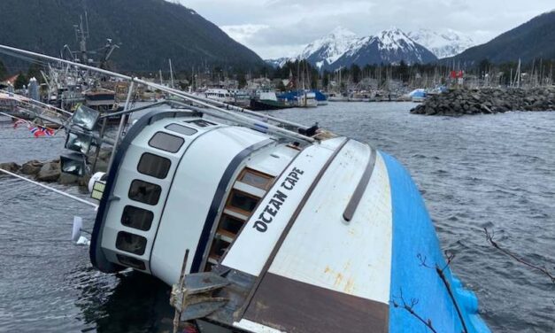 Crews refloat boat that capsized near Crescent Harbor on Saturday