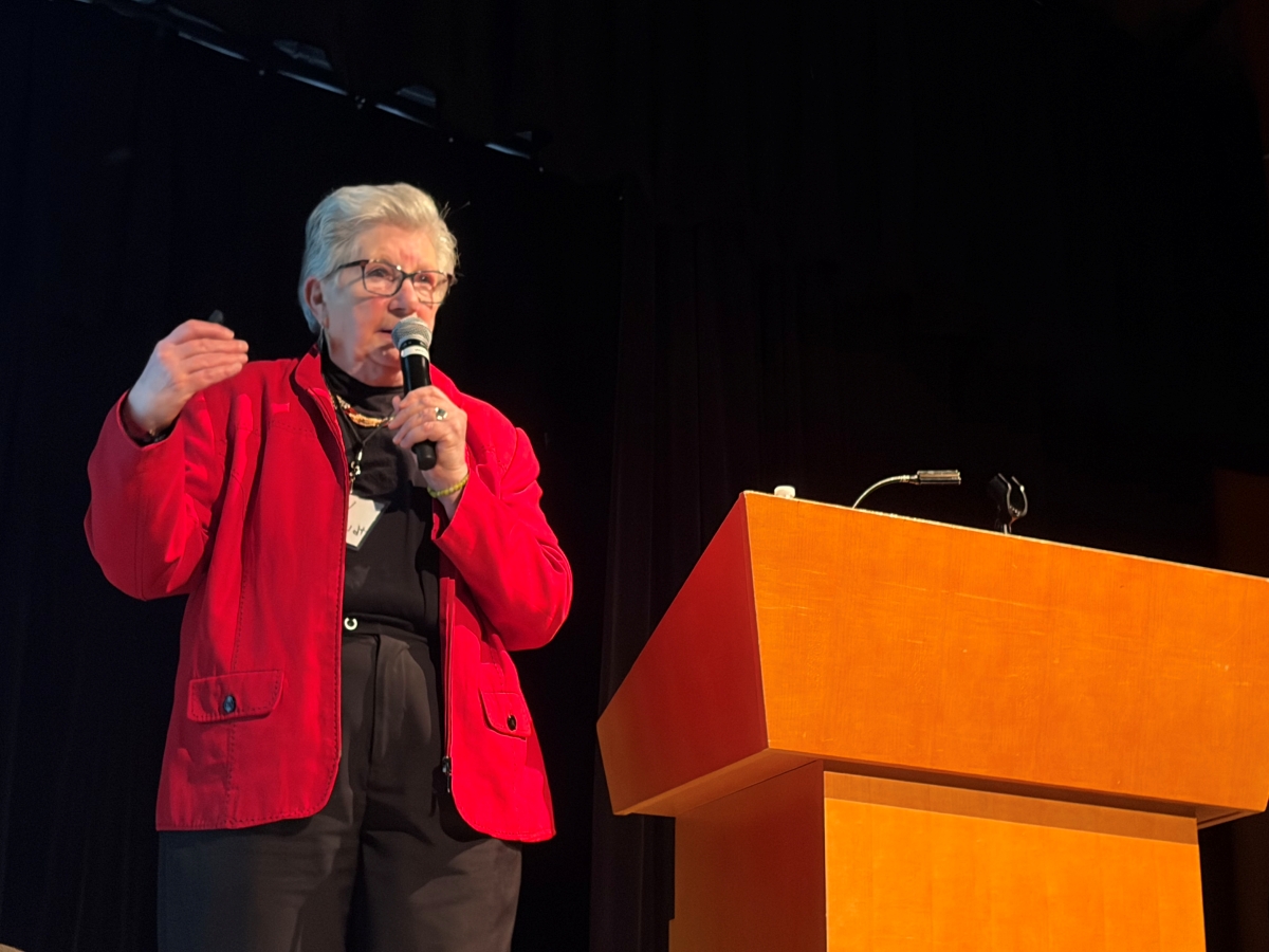 Dr. Mary Schoenfeld presenting at the 2026 SLIPP conference (KCAW/Cotter)