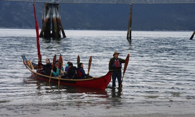 3 canoes launch from Haines for the journey to Celebration in Juneau